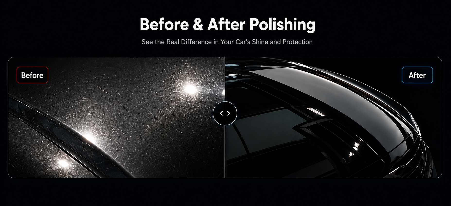 Before and after professional car polishing