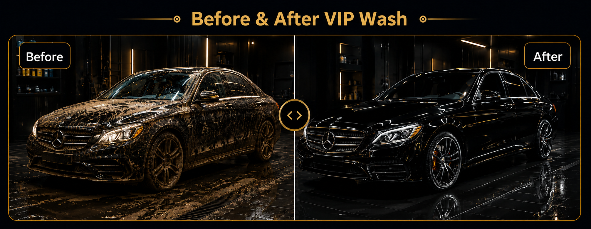 Before and after the VIP car wash