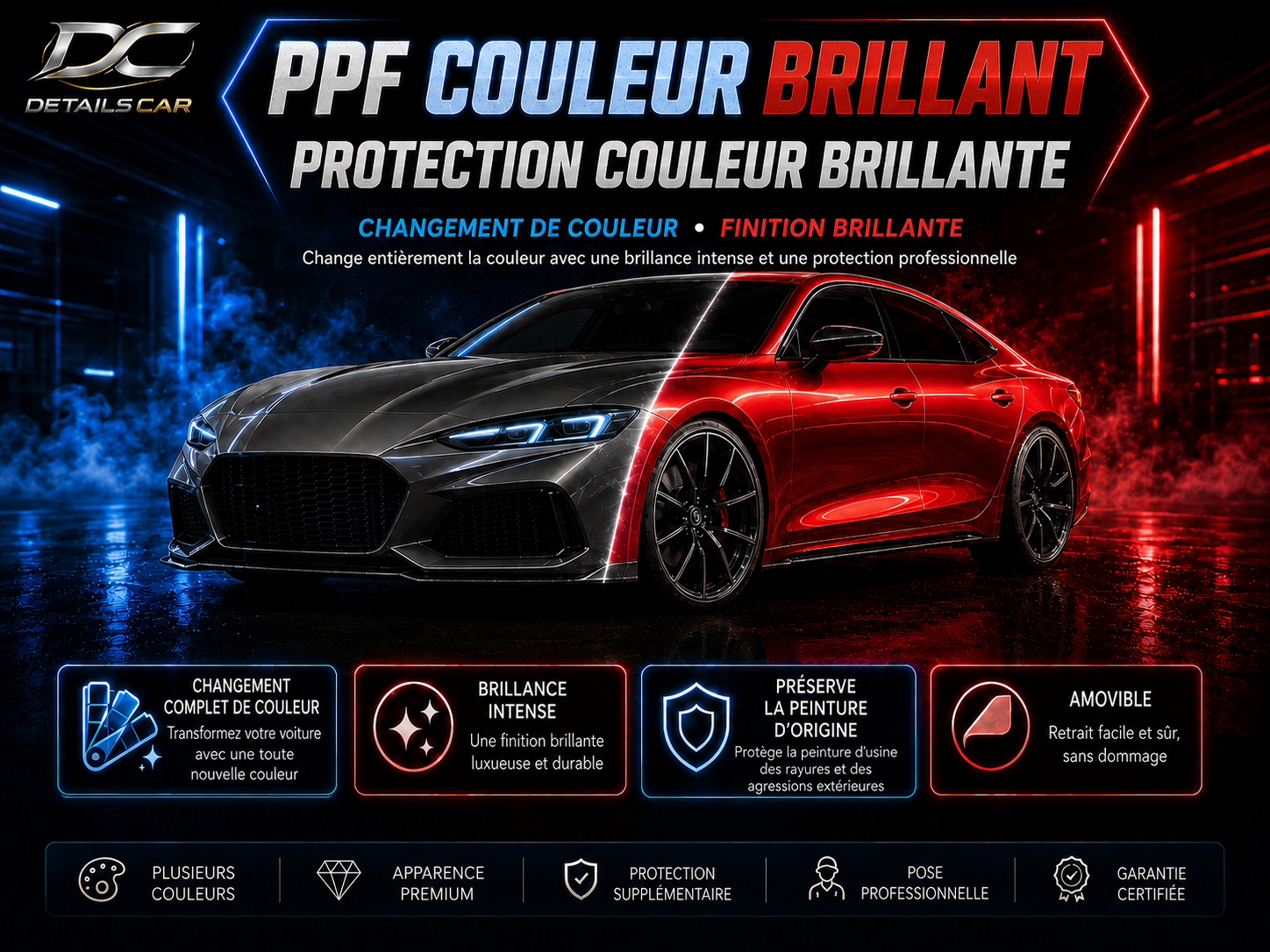 Protection PPF colorée brillante