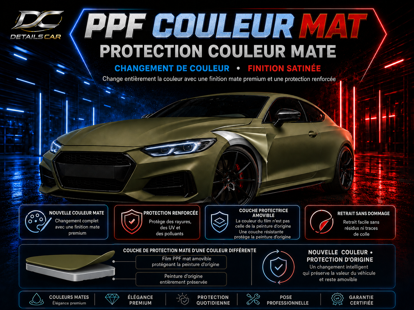 Protection PPF colorée mate